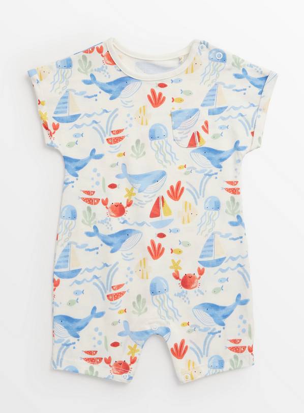 Sealife Print Jersey Romper Up to 3 mths